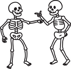 Two skeletons dancing silhouette  vector art ২