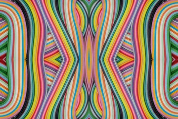 Abstract vibrant color wave rainbow strip paper background, Colorful curve striped background, macro view