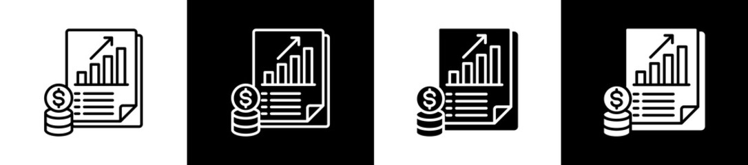 Interest icon variations in line and glyph style on black and white background