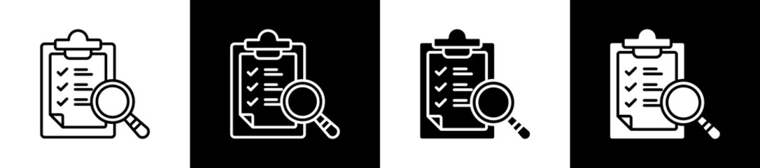 Evaluating icon variations in line and glyph style on black and white background