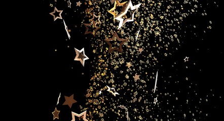 Elegant gold stars confetti, perfect for design backgrounds, celebratory themes, holidays, special occasions, and festive ev