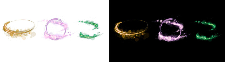 PNG image of Colorful light trails and sparkling circles create a dynamic abstract design perfect...