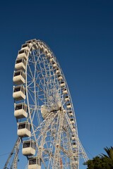 Ferris wheel. Observation. Ferris wheel with cabins for visitors. Attraction for viewing city from height. Gran Canaria. Canary Islands