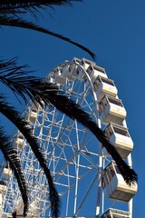 Ferris wheel. Observation. Ferris wheel with cabins for visitors. Attraction for viewing city from height. Gran Canaria. Canary Islands