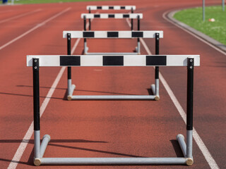 Ready to leap forward, overcome hurdles, and achieve success in sports, track, or life with these obstacles on the running track for fitness progress