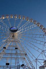Ferris wheel. Observation. Ferris wheel with cabins for visitors. Attraction for viewing city from height. Gran Canaria. Canary Islands