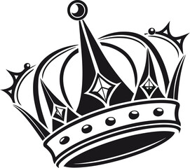 Crowns vector illustration. King, queen tiara, princess diadem in style of hand drawn black doodle on white background. Corona silhouette sketch