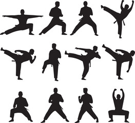 Karate Action Silhouettes illustration vector