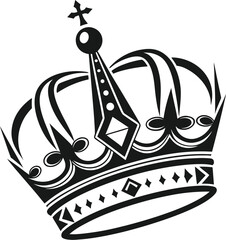 Crowns vector illustration. King, queen tiara, princess diadem in style of hand drawn black doodle on white background. Corona silhouette sketch