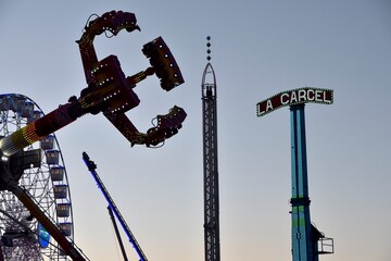 Ferris wheel. Observation. Ferris wheel with cabins for visitors. Attraction for viewing city from height. Gran Canaria. Canary Islands