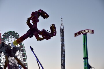 Ferris wheel. Observation. Ferris wheel with cabins for visitors. Attraction for viewing city from height. Gran Canaria. Canary Islands