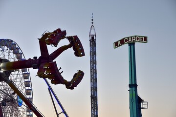 Ferris wheel. Observation. Ferris wheel with cabins for visitors. Attraction for viewing city from height. Gran Canaria. Canary Islands