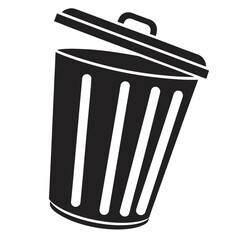 Black Waste Bin Icon for Trash and Recycling Collection Projects