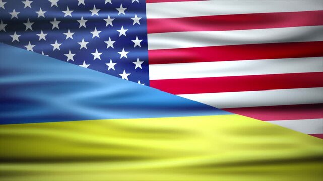 Usa and ukraine flag fusion video 4K
