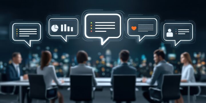 A late evening meeting proceeds as the staff revisits updates adjusts notes collaborates with a partner to secure sales guide decisions and complete an annual review