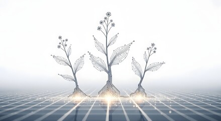 Winter sun silhouette of a bare tree in a snowy nature landscape