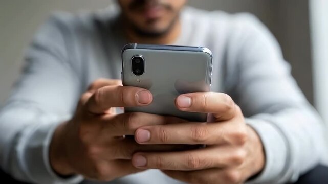 A Close-Up View of Hands Holding a Smartphone, Engaging with Digital Content, Showcasing Modern Technology and Communication in Everyday Life