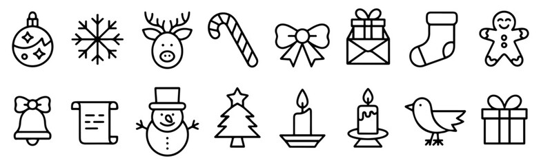 christmas party celebration line icons