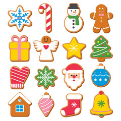 christmas cookies icon set vector
