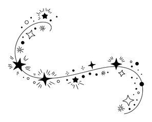 Whimsical Star Swirl with Sparkles and Dots Border Design