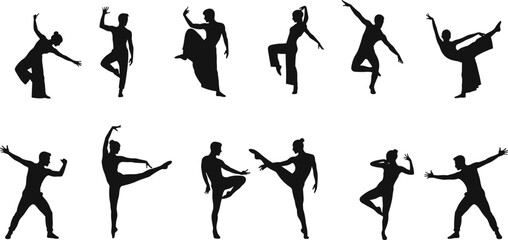 dance, silhouette, posture, motion, pose, grace, rhythm, style, icon, leap, spin, arm, leg, fluid