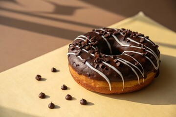 Rich Chocolate Donut with White Chocolate Drizzle nice 