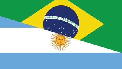 Brazil and argentina flag fusion design