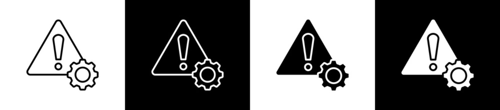 Risk icon variations in line and glyph style on black and white background