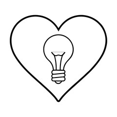 Continuous Line Heart With Light Bulb Illustration