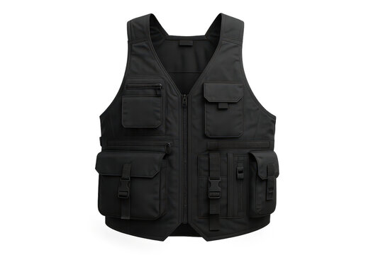 Tactical vest, black color, isolated on transparent background, no shadow - Powered by Adobe