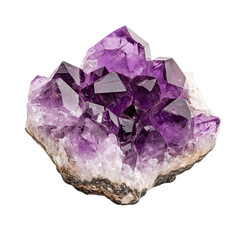 Raw Amethyst Crystal Cluster with Natural Purple Hues on Pure White Background