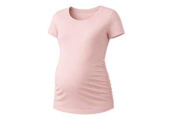 Pink short sleeve maternity t-shirt, isolated with no background, studio shot