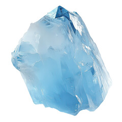 Raw Topaz Crystal with Light Blue Tones on Pure White Background