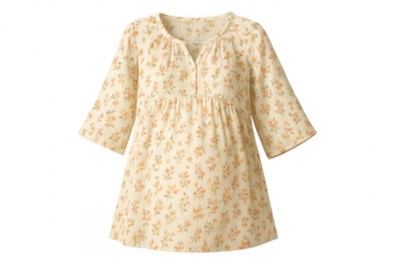 Comfortable floral patterned women's blouse isolated on transparent background