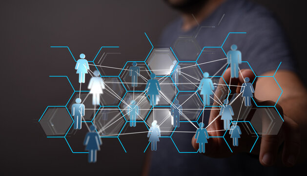 Abstract network of humans showing connection, global communication, and social interaction. Represents teamwor