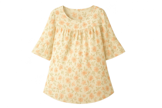 Stylish light floral pattern blouse for women, isolated on transparent background