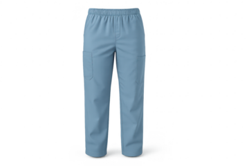 Practical light blue medical scrub cargo pants, isolated on transparent background.
