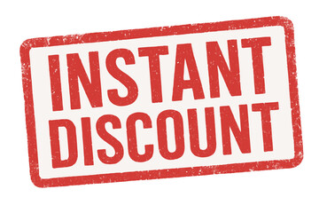 Rectangular stamp INSTANT DISCOUNT bold condensed type faded red color edges