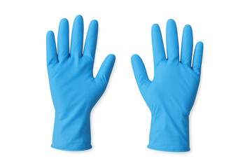 Fototapeta premium Pair of blue protective disposable gloves isolated on transparent background.
