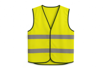 Yellow high-visibility reflective safety vest isolated on transparent background
