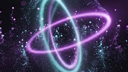 Dynamic teal and purple glowing orbs with neon trails create a mesmerizing modern abstract motion design perfect for tech or futuristic themes - Powered by Adobe