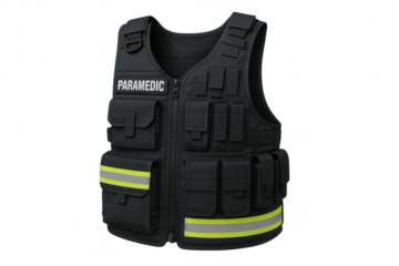 Paramedic tactical vest with reflective strips, isolated on transparent background