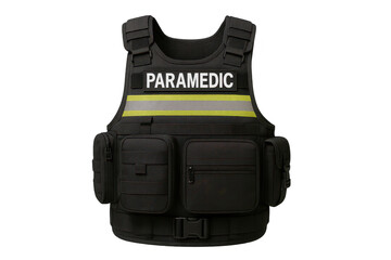 Paramedic tactical vest with reflective stripes isolated on transparent background