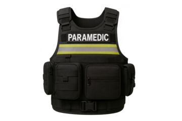 Paramedic tactical vest with reflective stripes isolated on transparent background