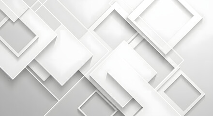 Abstract Geometric Background with Square Frame Design in Grey and White