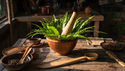 Bird&rsquo;s Nest Fern (Asplenium nidus) is a tropical medicinal plant widely used in traditional herbal medicine. 