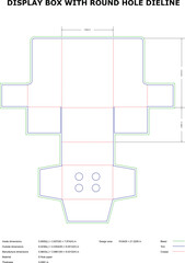 “Display Box with Round Hole Dieline – Printable Packaging Die Cut Template with Trim and Crease Lines”