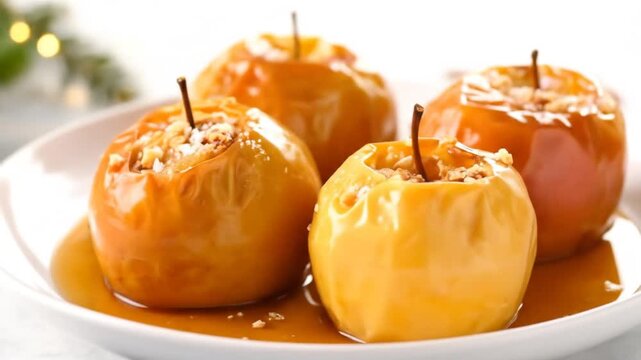 Baked apples with nuts and caramel glaze. (2)