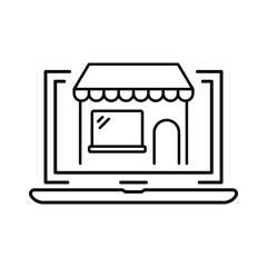 Marketplace line icon. Online shop symbol