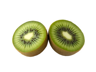 Fototapeta premium Two halves of kiwi fruit isolated on transparent background, healthy food